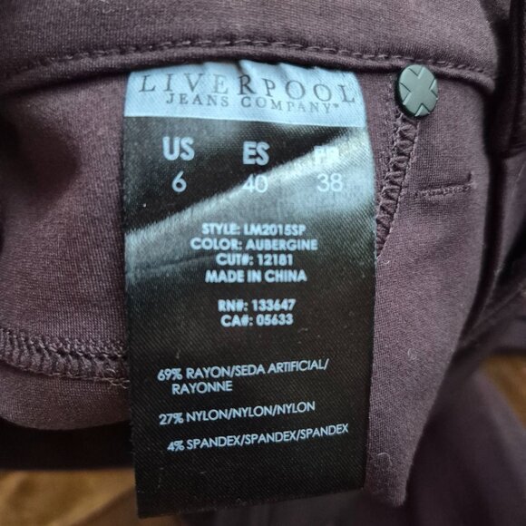 Liverpool Aubergine Skinny Jeans Womens Size 6/28 - Picture 3 of 4